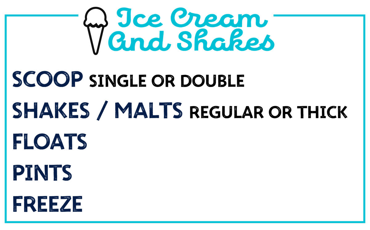 Ice Cream and shakes